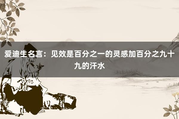 爱迪生名言：见效是百分之一的灵感加百分之九十九的汗水